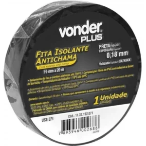 Fita Isolante Profissional Antichamas 19mm x 20m - Preta
