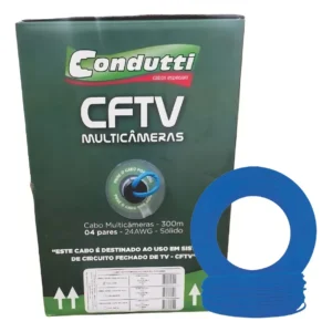 Cabo Multicâmeras Híbrido 4 Pares + 2x1,00mm² (Branco - Rolo 300 Metros)